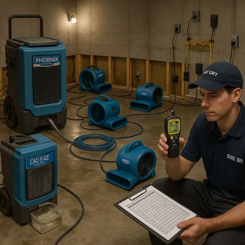 Structural Drying and Dehumidification process in Rush County, IN